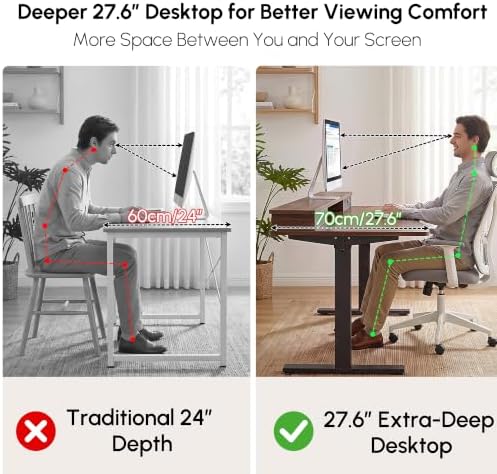 TIQLAB 55''*28''Standing Desk with Drawers&Cable Management, Black Walnut