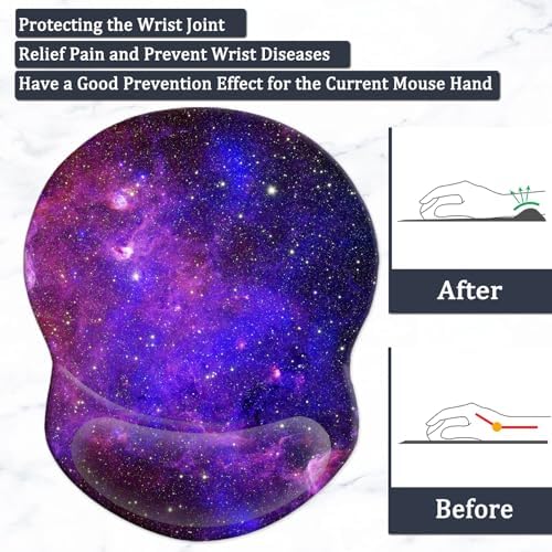 Mouse Pad with Gel Wrist Support and Non-Slip Base - Pain Relief Ergonomic Wrist Rest Mouse Pad for Working & Gaming, Home & Office Desk Accessories Gaming (Nebula)