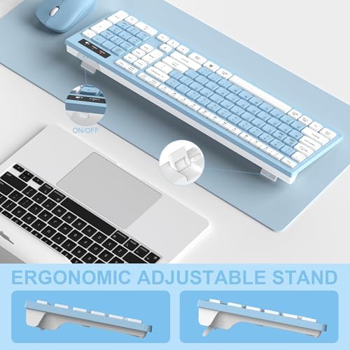 Wireless Keyboard and Mouse Combo Silent for Office and Home(Sky Blue-A)