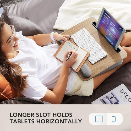HUANUO Laptop Lap Desk with Cushion, Fit up to 15.6" Laptops, Woodgrain