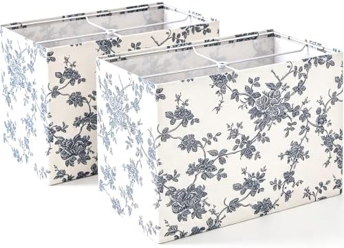 GO&SO Large Floral Rectangle Lamp Shades Set of 2,W 8"×L 14"×H 9" Decor