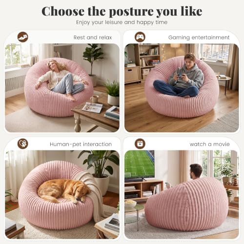 Homkdom Bean Bag Chairs for Adults, Giant Bean Bag Sofa with Back Support