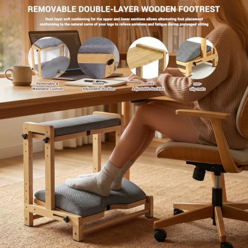 2-Tier Foot Rest Under Desk for Office, Gaming & Study