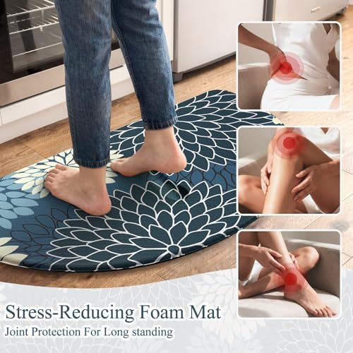 KIMODE Half Circle Anti Fatigue Mats for Kitchen Floor Rug Sets of 2
