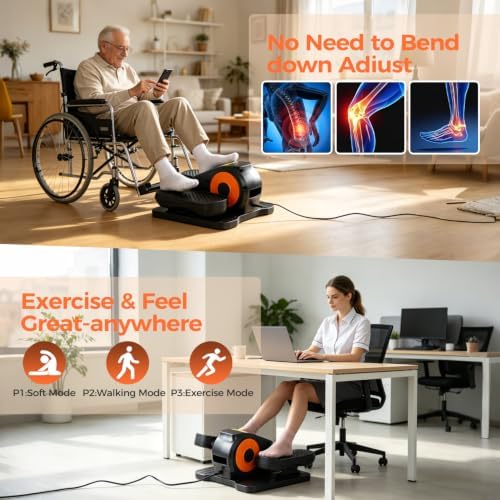 ESL Under Desk Elliptical Machine for Home Office, Seated Pedal Exerciser