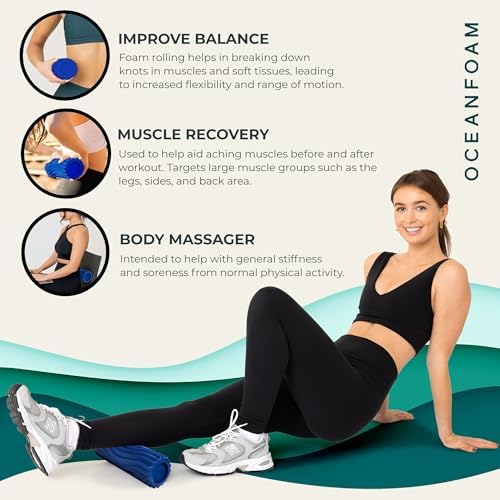 Oceanfoam Ripple Roller Small Foam Roller for Physical Therapy (Royal Blue)