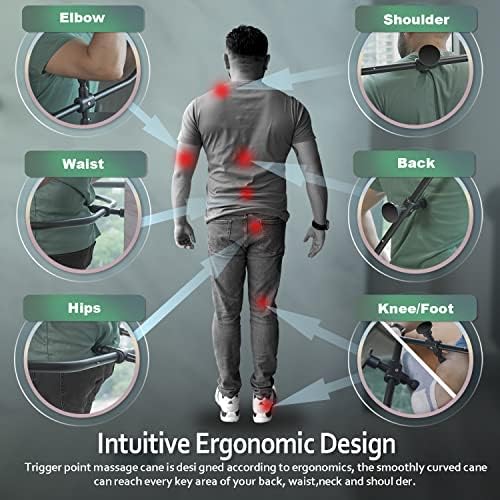 Strict Trigger Point Massage Cane Back and Neck Massager for Muscle Pain Relief and Self-Massage Therapy ，Handheld Back, Neck, Shoulder, Leg ，Foot， Full Body Deep Tissue Pressure Point Tool （ Black）