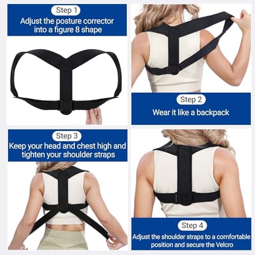 Posture Corrector for Women & Men, Adjustable Upper Back Brace Straightener