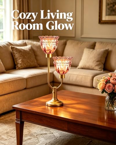 Lightdot Mid Century Modern Table Lamp Gift Dimmable Vintage Red Glass Lamp