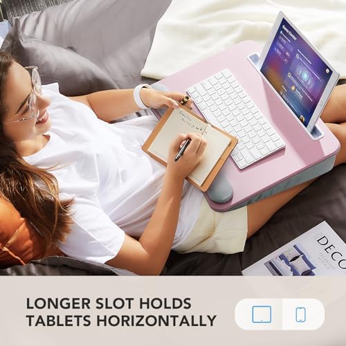 HUANUO Laptop Lap Desk with Cushion, Fit up to 15.6" Laptop, Pink