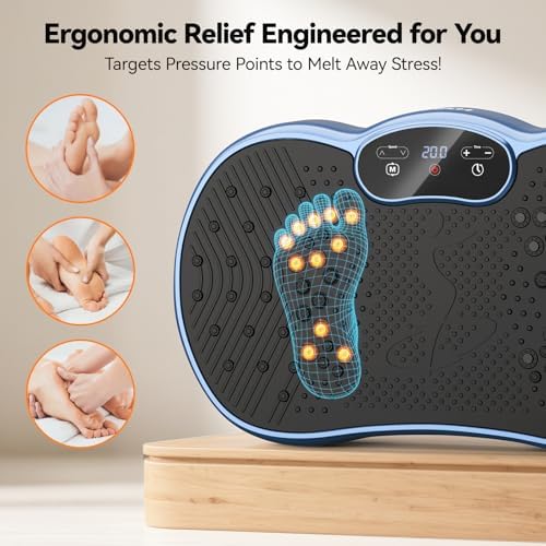 HTM Vibration Plate Exercise Machine, 9 Modes & 120 Speeds, Body Shake Plate with Resistance Bands Slot & Remote Control, Shake Board for Weight Loss Fat Burner Home Fitness Workout