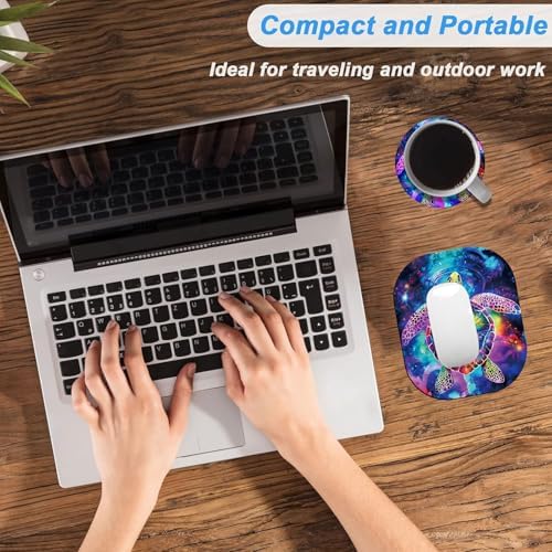 Small Mouse Pad，Mini Mouse Pad 6 x 7 Inch，for Laptop Keyboard Tray Wireless Mouse Home Office Travel，with Non-Slip Rubber Base, Waterproof Mouse Mat，Sea Turtle