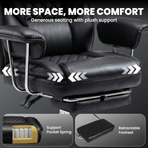 N-GEN GAMING Big and Tall Gaming Chair with Footrest, Reclining Chair,Black