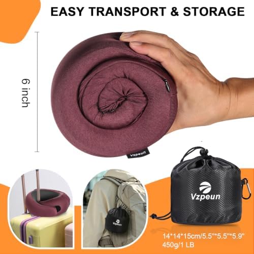Travel Pillow - Hooded Neck Pillow Airplane Memory Foam Filling
