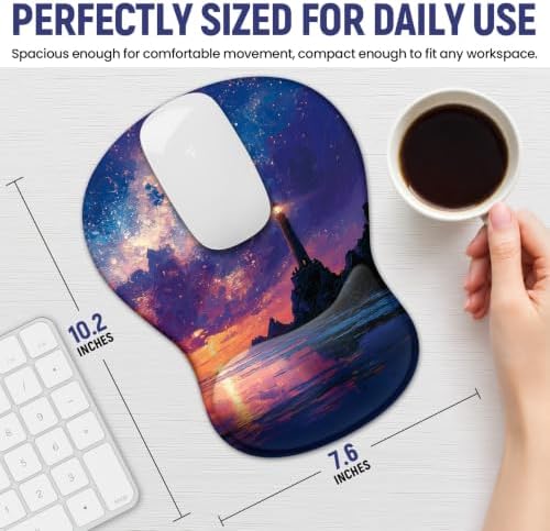 Ergonomic Mouse Pad with Wrist Rest, Gel Wrist Support, Sunrise