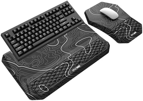 3-in-1 Ergonomic Keyboard Stand with Wrist Rest & Mouse Pad Set,Topographic