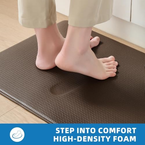 Kitchen Mats for Floor, Extra Long Anti-Fatigue Kitchen Rug, Brown
