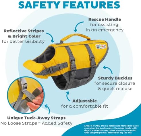 Outward Hound Granby Splash Dog Life Jacket, Life Vest, Yellow, Small