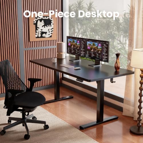 ErGear Electric Standing Desk, 48" x 30" Whole Piece Desktop, Adjustable Height Computer Desk, 4 Height Memory Settings, Sit Stand Up Desk for Home Office, Black