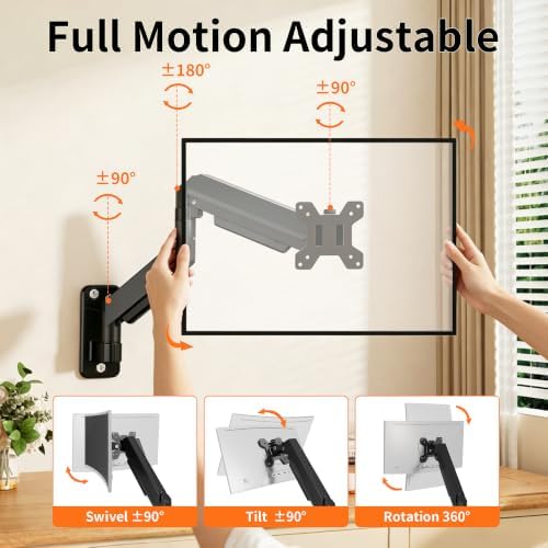Single Monitor Wall Mount Monitor Arm, Fit 17-32" VESA 75/100mm