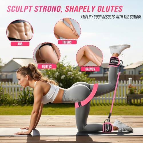 WOQQW Ankle Resistance Bands with Cuffs & Booty Bands Set for Legs & Glutes