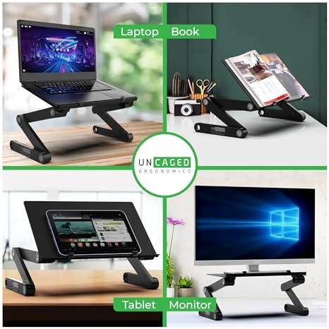 Uncaged Ergonomics WorkEZ Adjustable Laptop Stand for Desk and Bed, Black