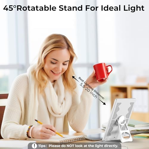 Light Lamp, Portable Full Spectrum LED Light Sunlight Personal Daylight with 3 Adjustable Color＆Stepless Brightness Levels, Timer＆Memory Function for Home Office Winter