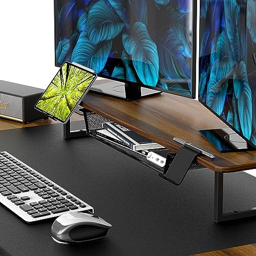 SHW 62-Inch Electric Height Adjustable Standing Desk, Walnut