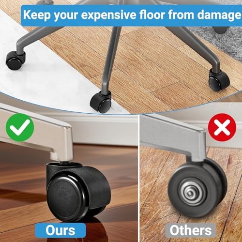 2" Office Chair Casters Wheels, 5 pcs Chair Wheel Replacement, 11mm Stem