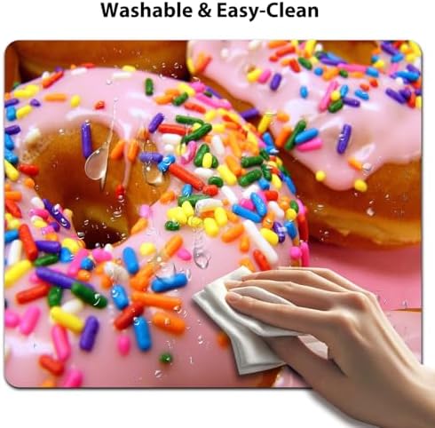 9.5x7.9 Inch Office/Gaming Mouse Pad, Rainbow Sprinkle Donut Pink Sweet Treat, Cute Anti-Slip Mat for Desk Decor