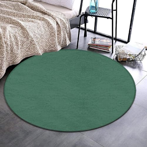 Room Sofa Yoga Soft Round Carpet, Home Decor Non Slip Kitchen Office Circle Rug, Machine Washable Modern Round Area Rug Green, 60inch