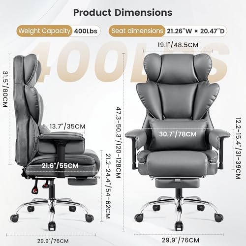 Big & Tall Office Chair 400 LBS with Lumbar Support & Footrest
