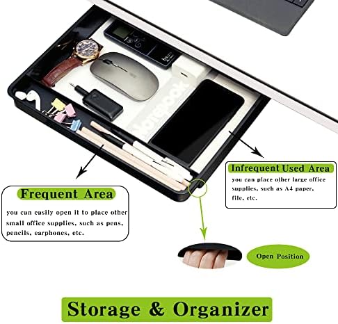 Under Desk Drawer Storage Organizer - 2 Pack (Large and Small) Black - (Please Note - Drawer Size/No Lip Under Desktop) - 2 Installation Methods (Screw or Adhesive)