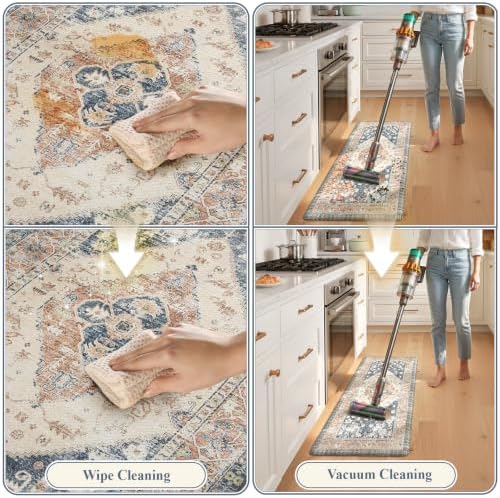 KIMODE Anti Fatigue Kitchen Mat 2PCS,Non-Skid Waterproof Kitchen Rugs Gold