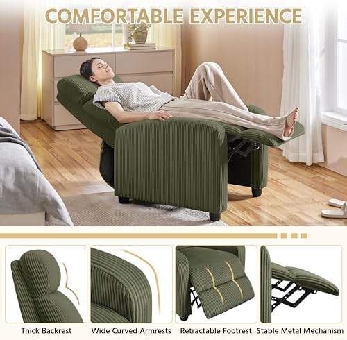 Yaheetech Recliner Chair with 3 Adjustable Angles Armchair Dark Green