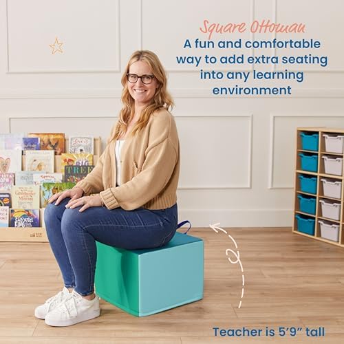 ECR4Kids SoftZone Adult Cozy Cube Seat with Handle, Classroom Furniture, Contemporary