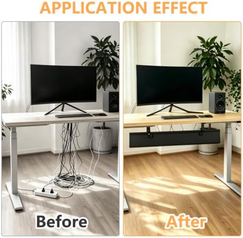 Extra Large 48" Under Desk Cable Management Tray - Under Desk Cord Management - Clamp/Screw Mount - Support Upto 70lbs - Fabric Wire Management - Cable Raceways Tray Cord Hiders for Office/Home