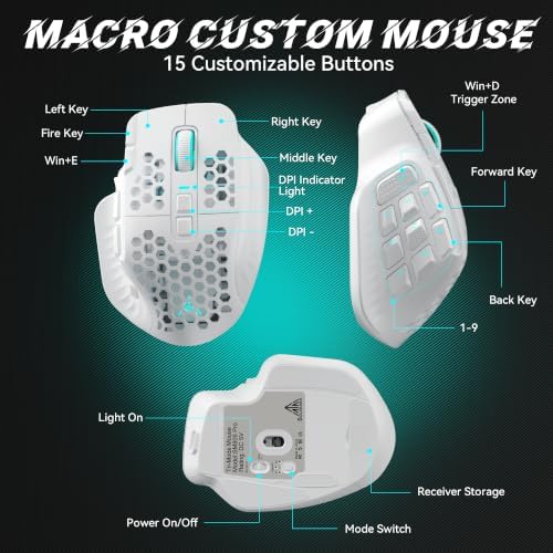 SM809 Pro Tri-Mode MMO Gaming Mouse, 16 Custom Buttons & 24000 DPI