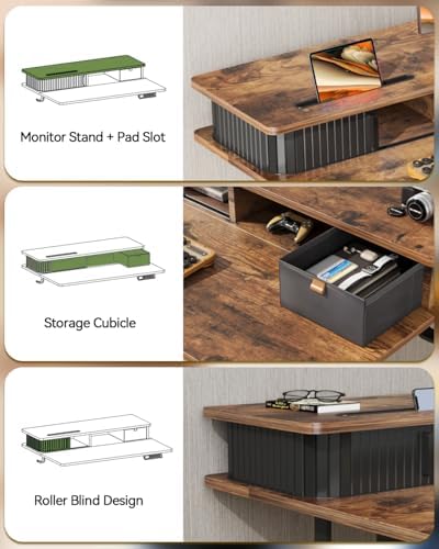 JOY worker 35" Small Electric Adjustable Desk with Monitor Stand & Drawer
