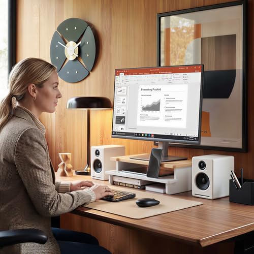16.5” Bamboo Monitor Stand with Phone & Tablet Holder Desk Shelf
