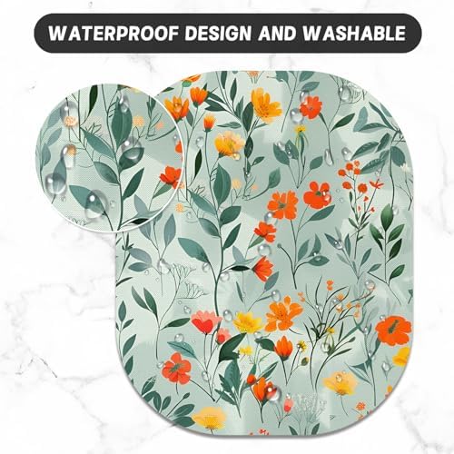 Small Mouse Pad, 6 x 7 Inch, Oval Mini Mouse Pad with Non-Slip Rubber Base for Laptop Wireless Mouse Keyboard Tray Mousepad, Colorful Flowers and Plants
