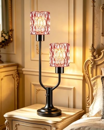 Lightdot Red Glass Vintage Lamp Mid Century Modern Table Lamp Dimmable Gift