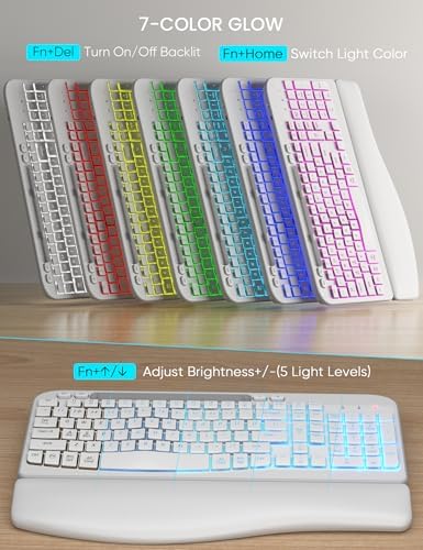 SABLUTE Wireless Keyboard and Mouse Combo, Ergonomic Wave with Wrist Rest