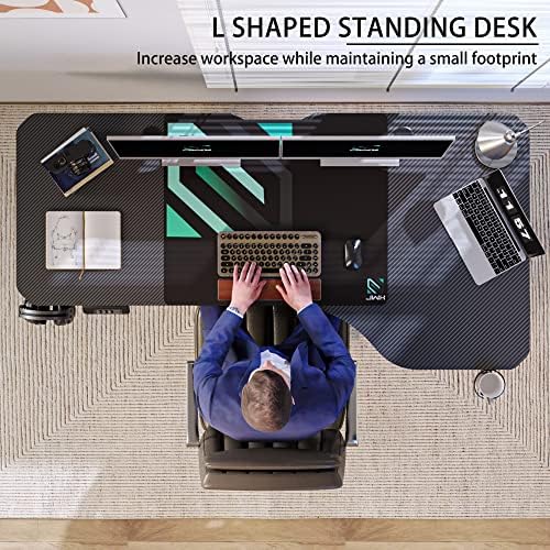 JWX 63-Inch Dual Motor L-Shaped Electric Standing Desk, Black
