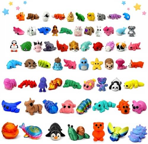 120PCS Surprise 3D Printed Animals Bulk, Mini Articulated Fidget Toys