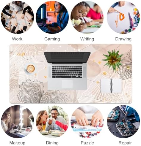 QIYI PU Leather Large Mouse Pad, Waterproof Desk Mat, 31.5" x 15.7", Ginkgo