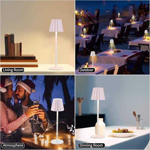 IMQSQIK 2 Pack Cordless Table Lamp, 5000mAh Portable Rechargeable LED Desk Lamp, 3 Color Modes Stepless Dimming Table Light with Memory Function, for Dinner, Patio, Home, Restaurant.