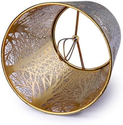 YISUN Chandelier Shades, Small Lamp Shade, Clip On Lamp Shade Outer Black and Inner Gold, Fit for Table Wall Lamp Candle Lamp 4.3 x 5.5 x 5.9 Inch
