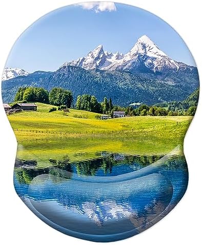 Ergonomic Mouse Pad with Support - Comfortable Wrist Rest, Non-Slip PU Base for Home Office, Studying, Gaming (Natural Landscape)