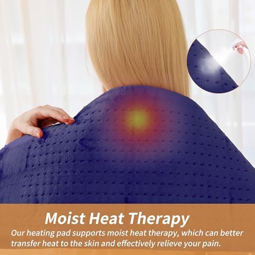 Massaging Weighted Heating Pad for Back and Shoulders,12"*24",Dark Blue